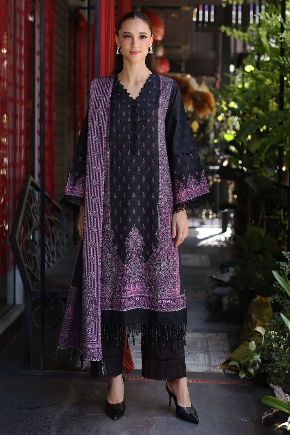 3 Piece Printed Khaddar Suit with Printed Khaddar Dupatta - W-FB-WIN-26-485735