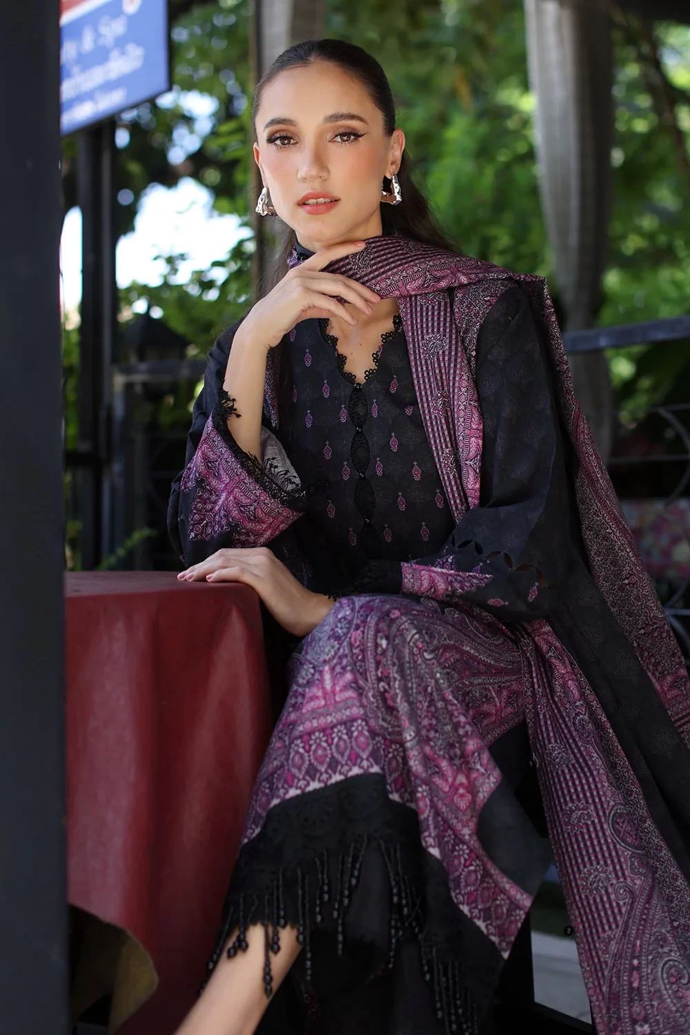 3 Piece Printed Khaddar Suit with Printed Khaddar Dupatta - W-FB-WIN-26-485735