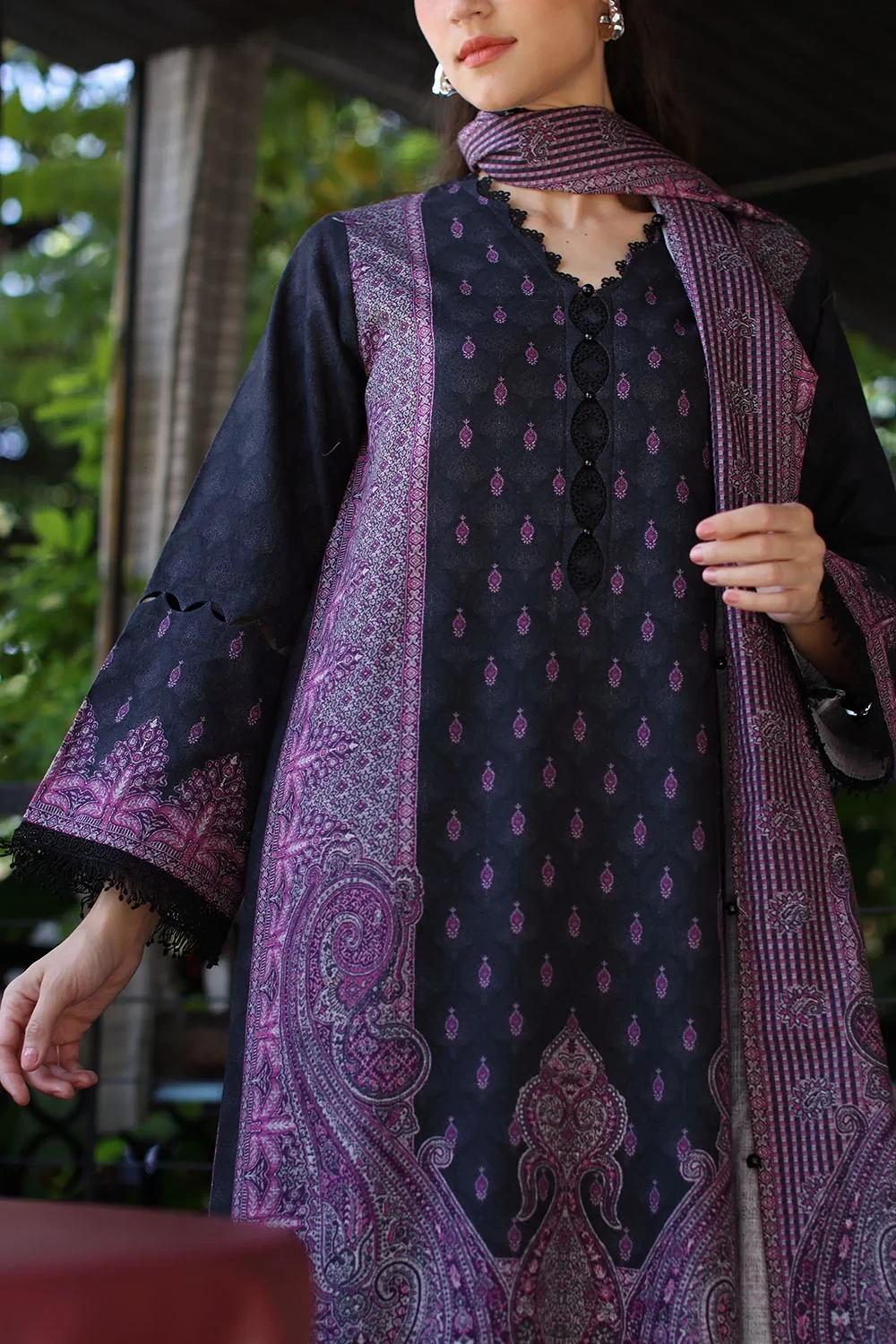 3 Piece Printed Khaddar Suit with Printed Khaddar Dupatta - W-FB-WIN-26-485735