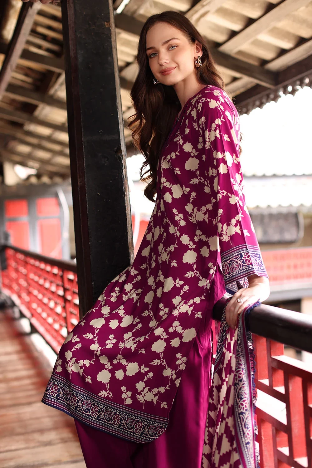 3 Piece Printed Linen Suit with Printed Linen Dupatta - W-FB-WIN-26-485748