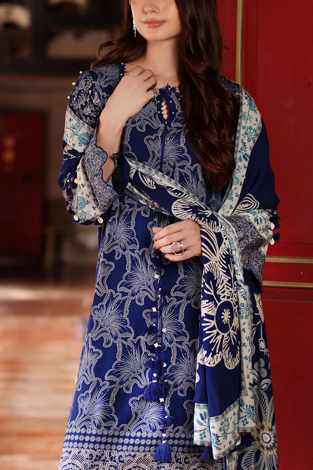 3 Piece Printed Linen Suit with Printed Linen Dupatta - W-FB-WIN-26-485759