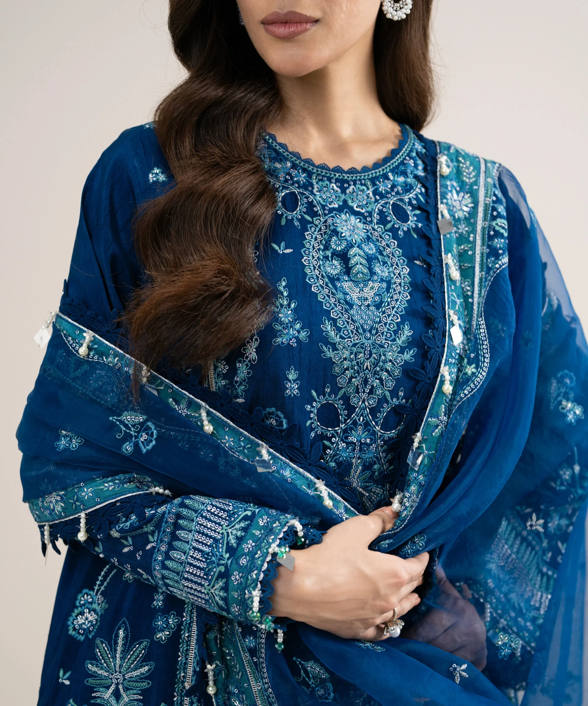 3 Piece - Embroidered Raw Silk Suit - 3PELXS26V853