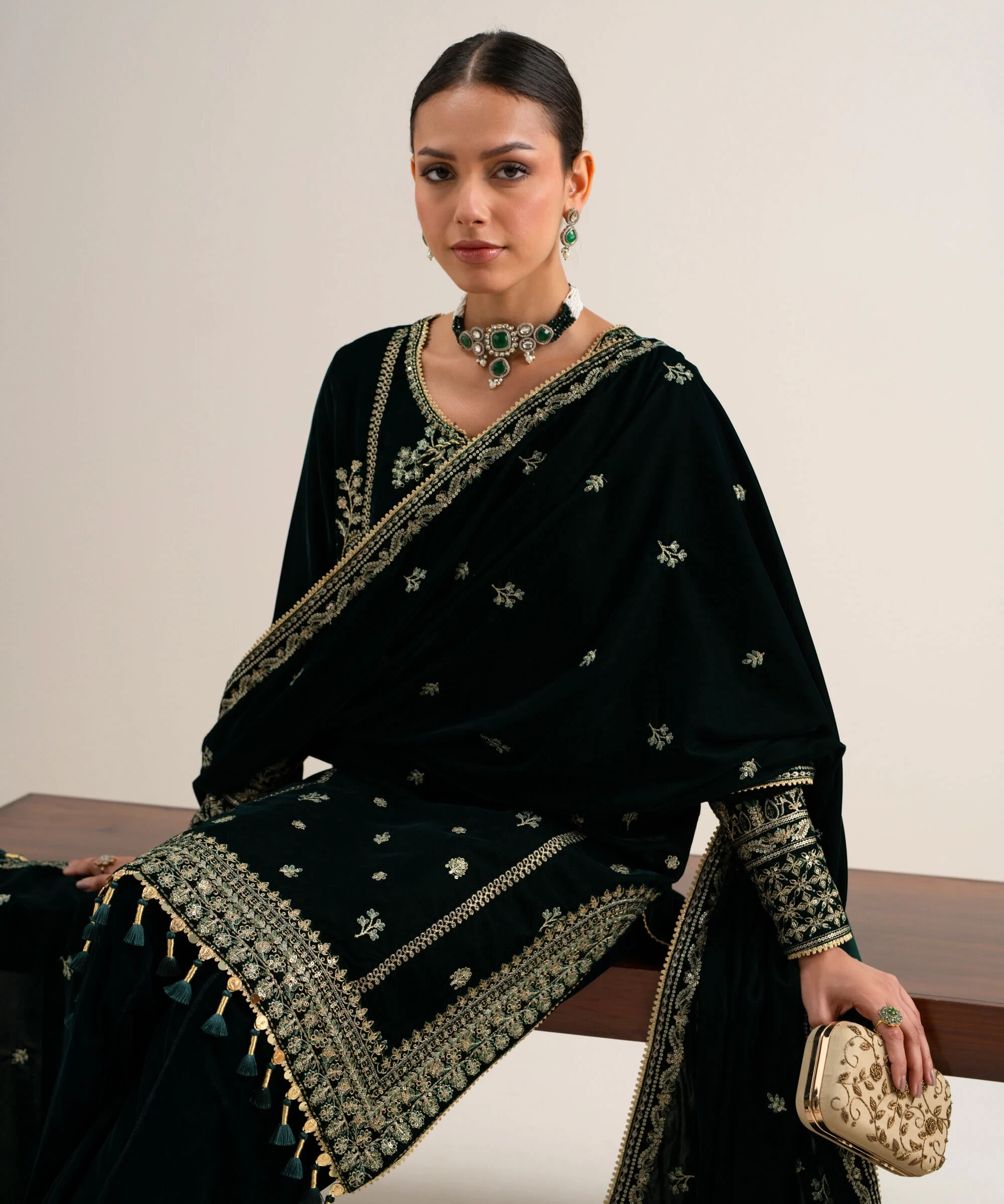 3 Piece - Embroidered Velvet Suit - 3PELXS26V816