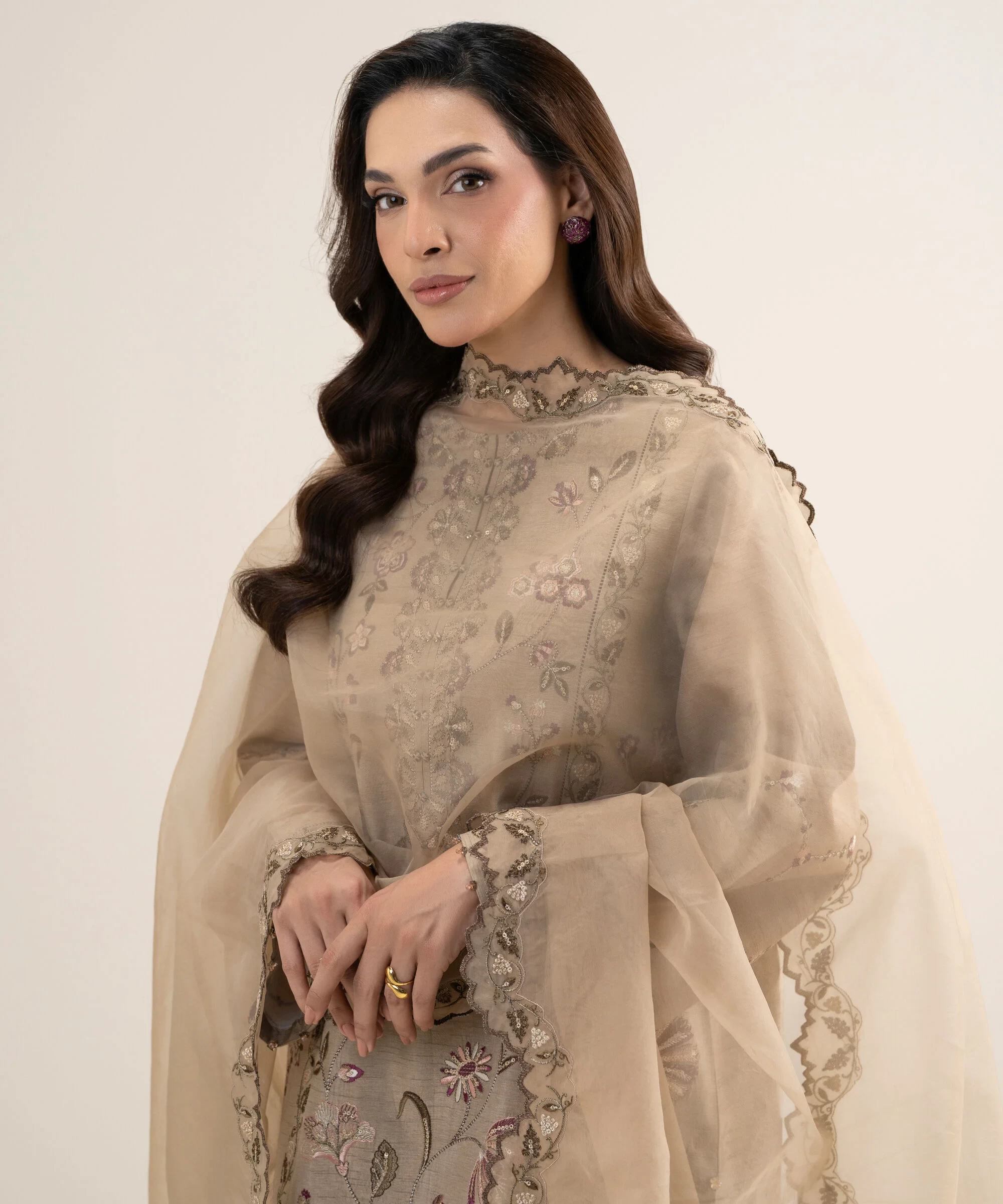 3 Piece - Embroidered Raw Silk Suit -  3PELXS26V849