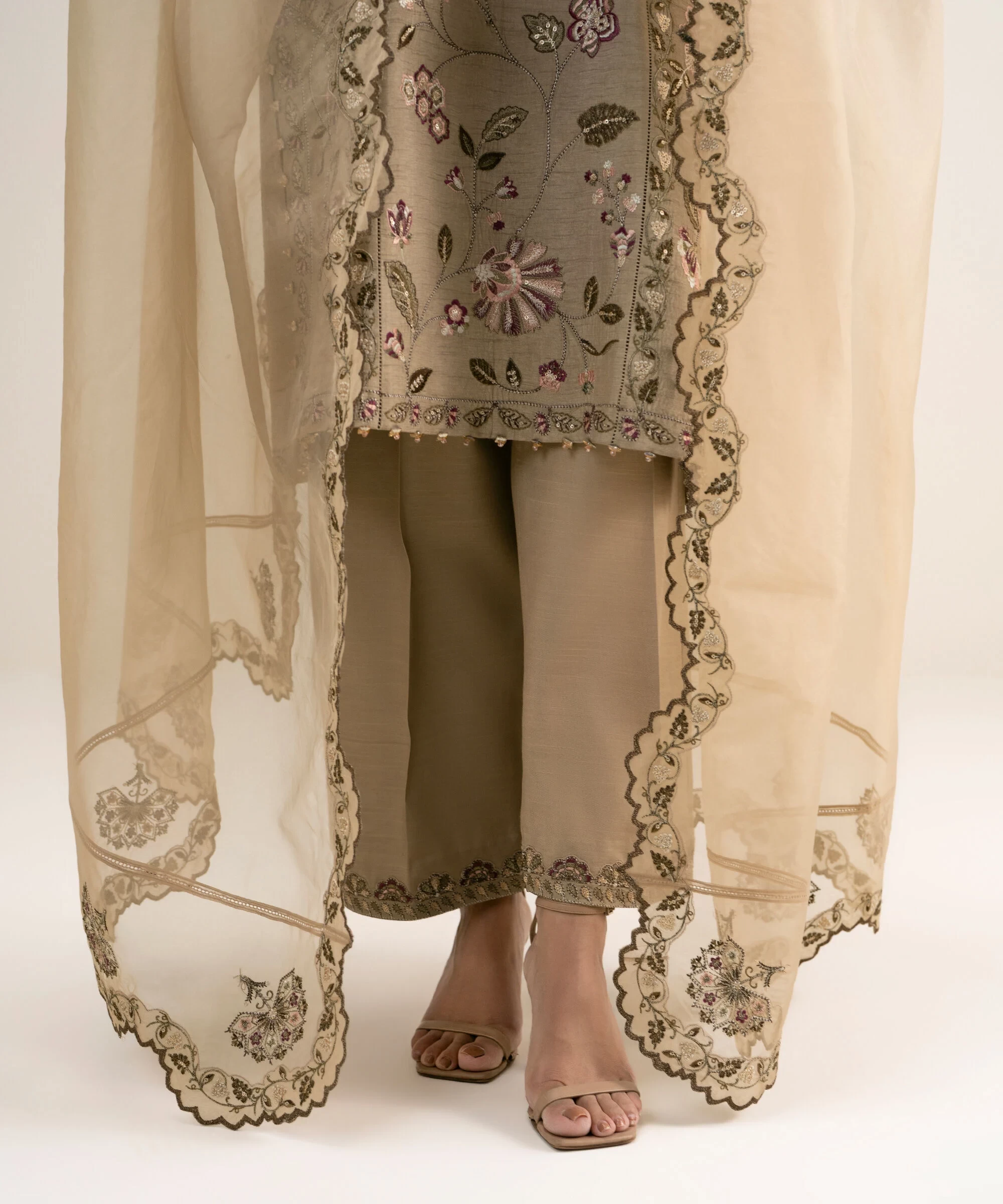 3 Piece - Embroidered Raw Silk Suit -  3PELXS26V849