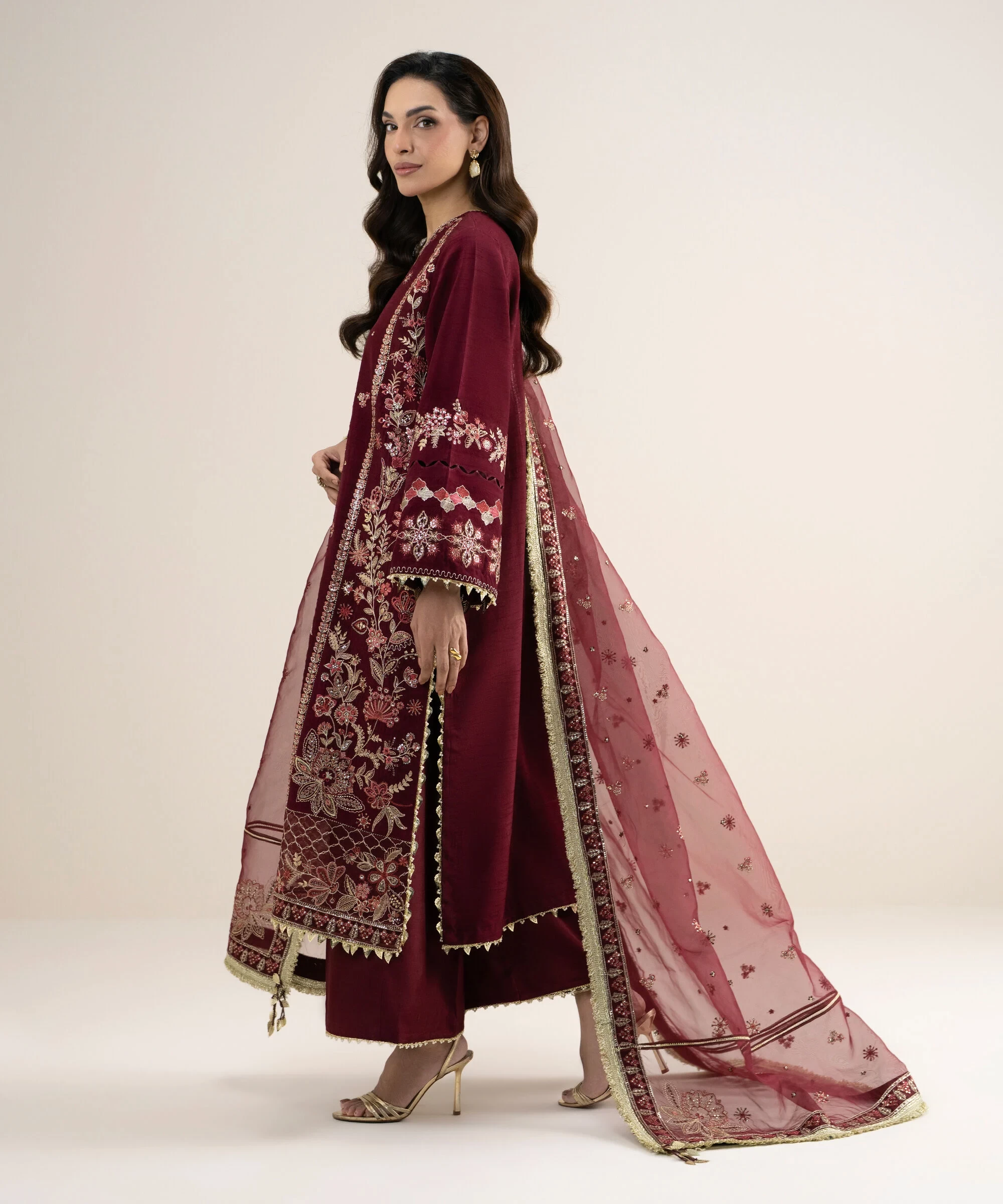 3 Piece - Embroidered Raw Silk Suit - 3PELXS26V852