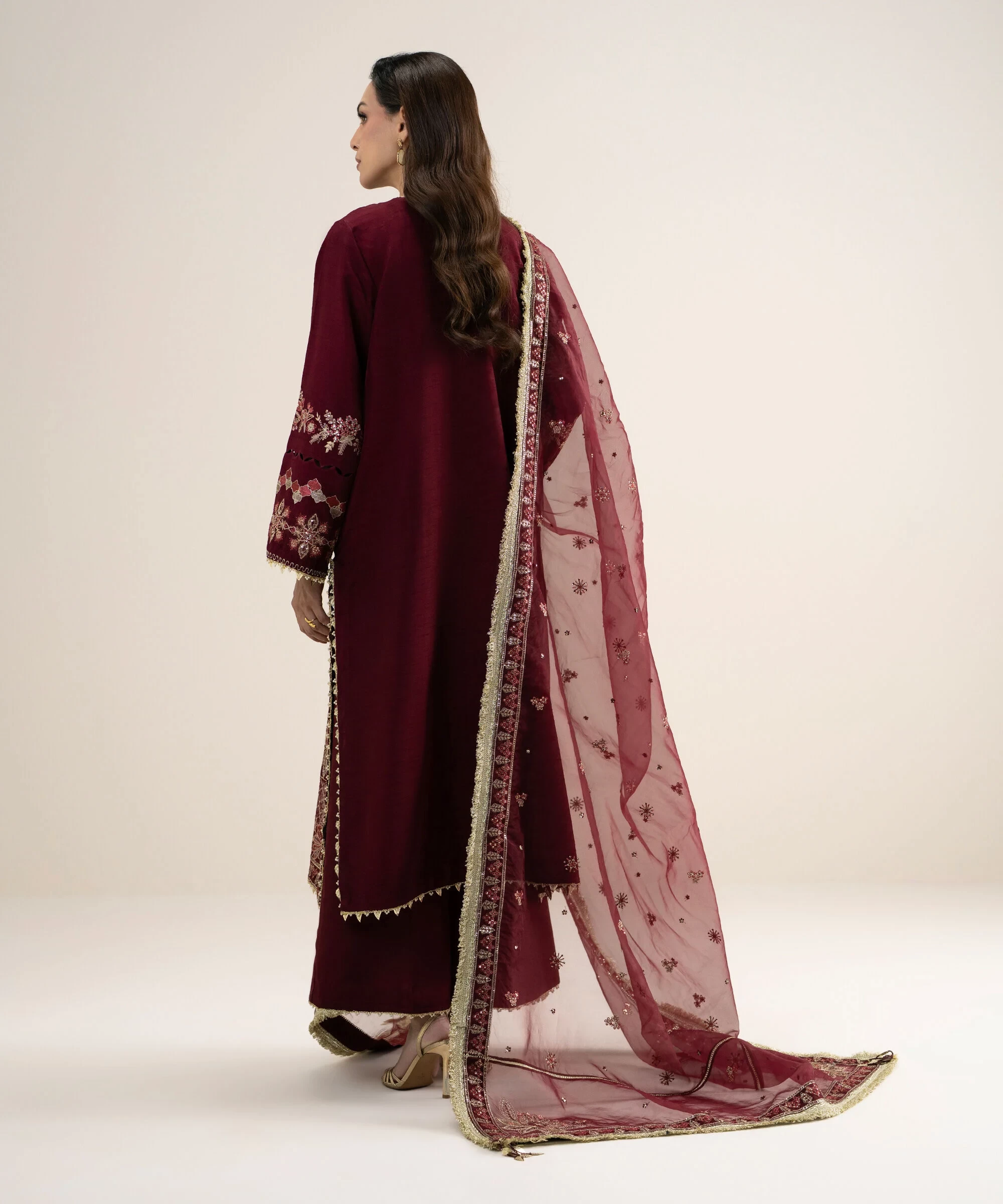 3 Piece - Embroidered Raw Silk Suit - 3PELXS26V852