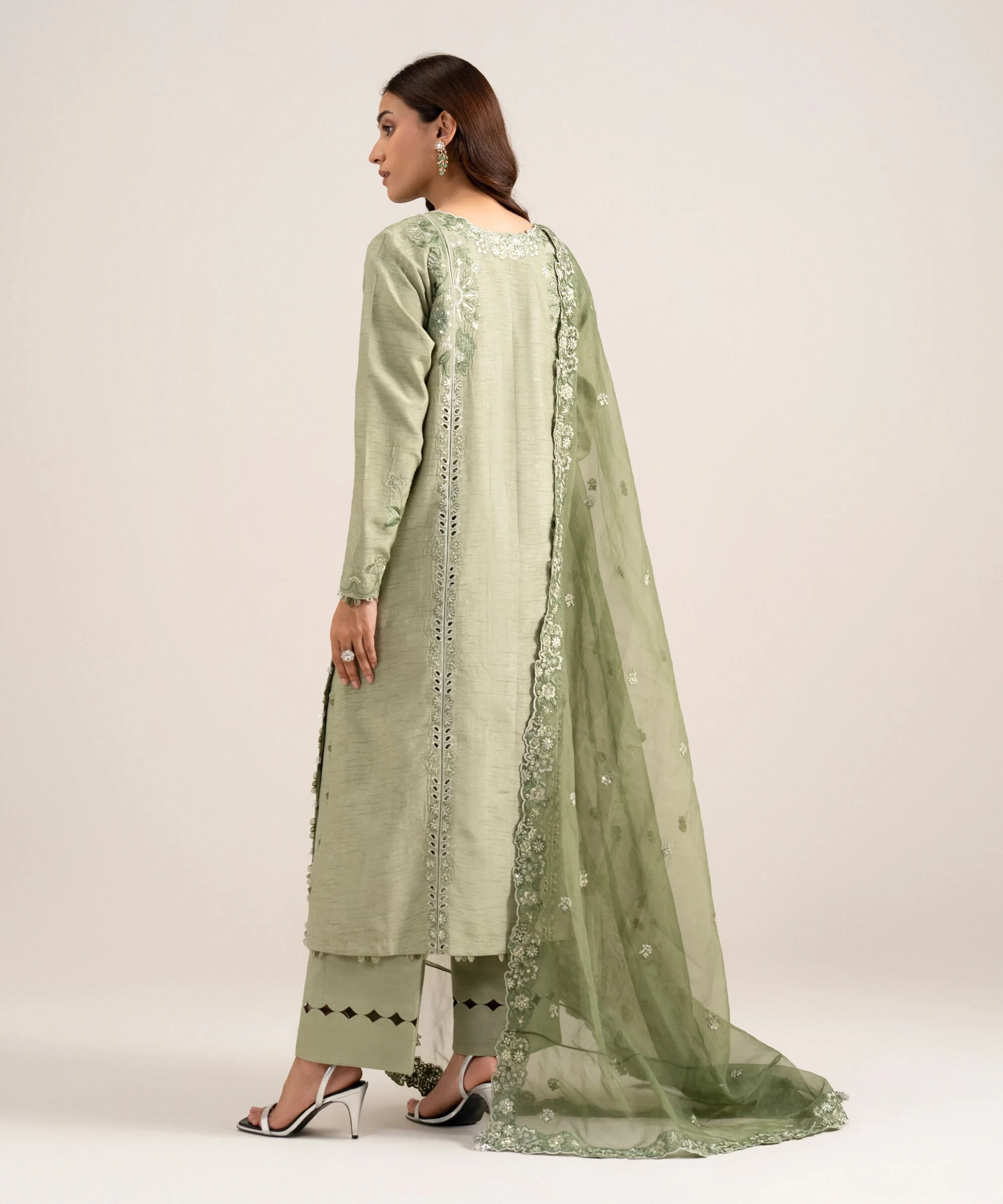 3 Piece - Embroidered Raw Silk Suit - 3PELXS26V846