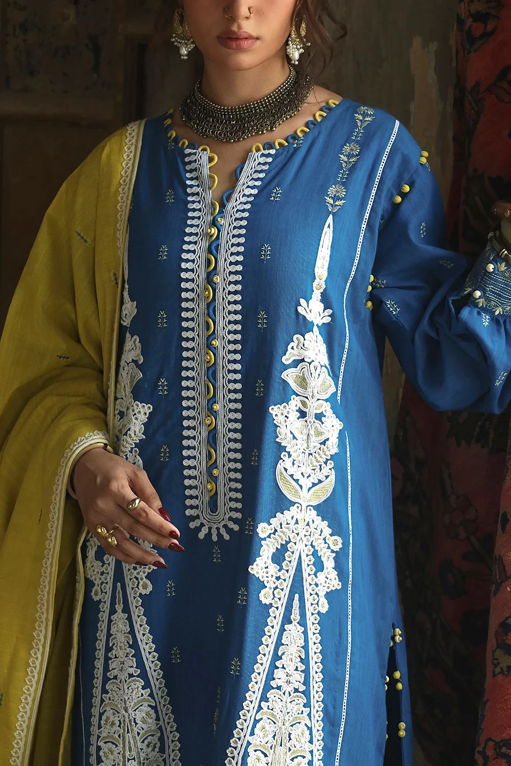 3 Piece Embroidered Khaddar Suit with Embroidered Khaddar Dupatta - W-FB-CW-26-4