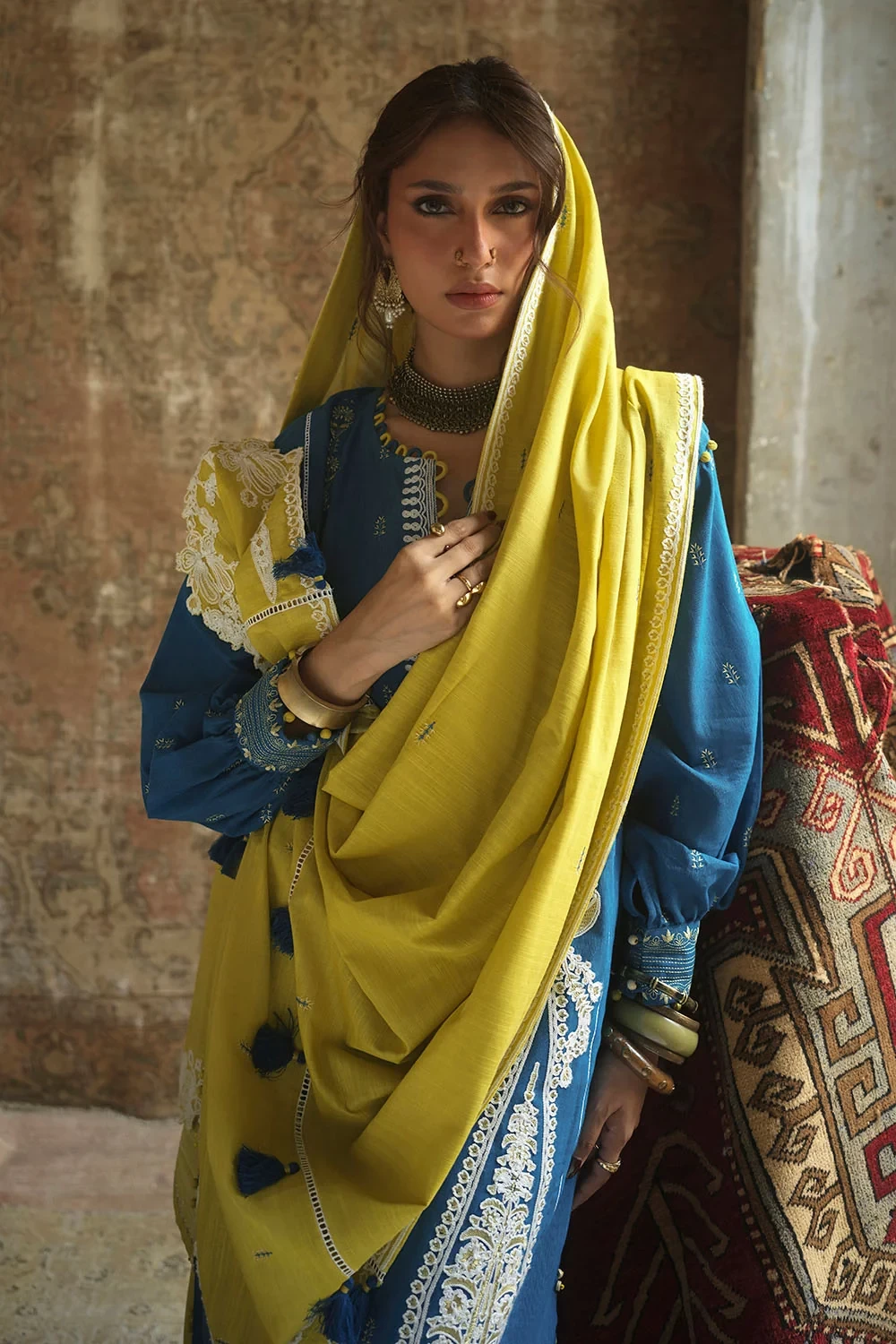3 Piece Embroidered Khaddar Suit with Embroidered Khaddar Dupatta - W-FB-CW-26-4