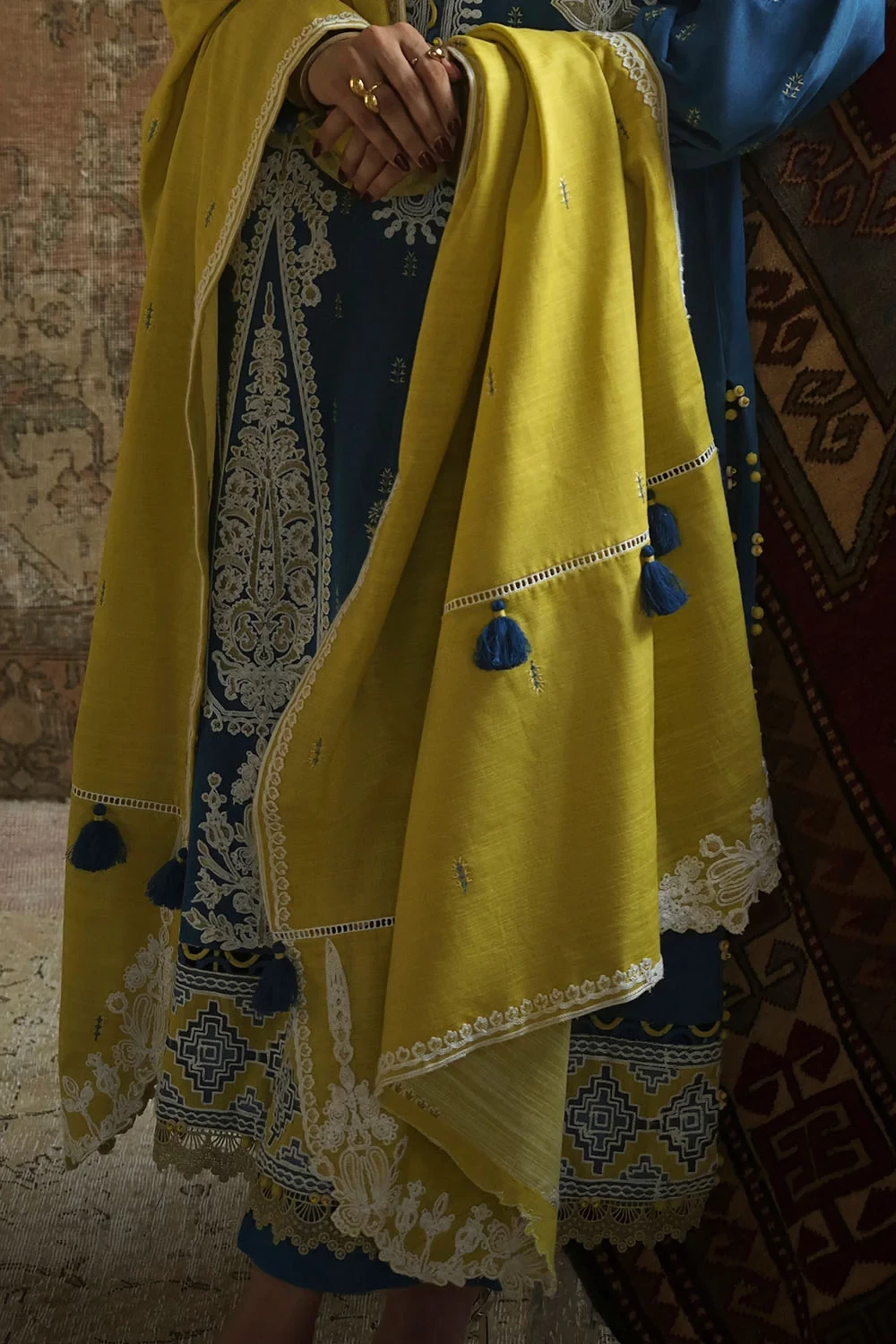 3 Piece Embroidered Khaddar Suit with Embroidered Khaddar Dupatta - W-FB-CW-26-4
