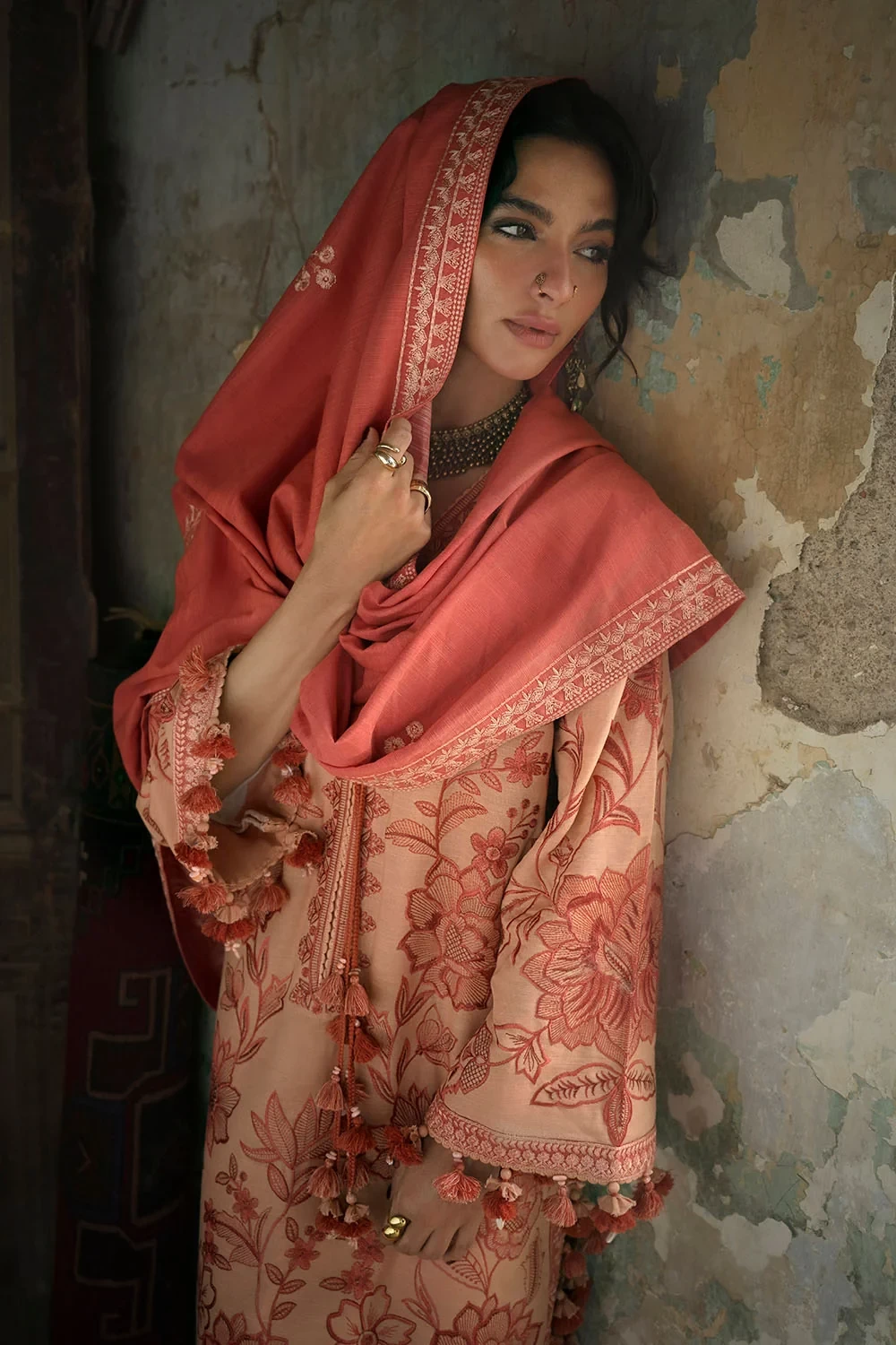 3 Piece Embroidered Khaddar Suit with Embroidered Khaddar Dupatta - W-FB-CW-26-4