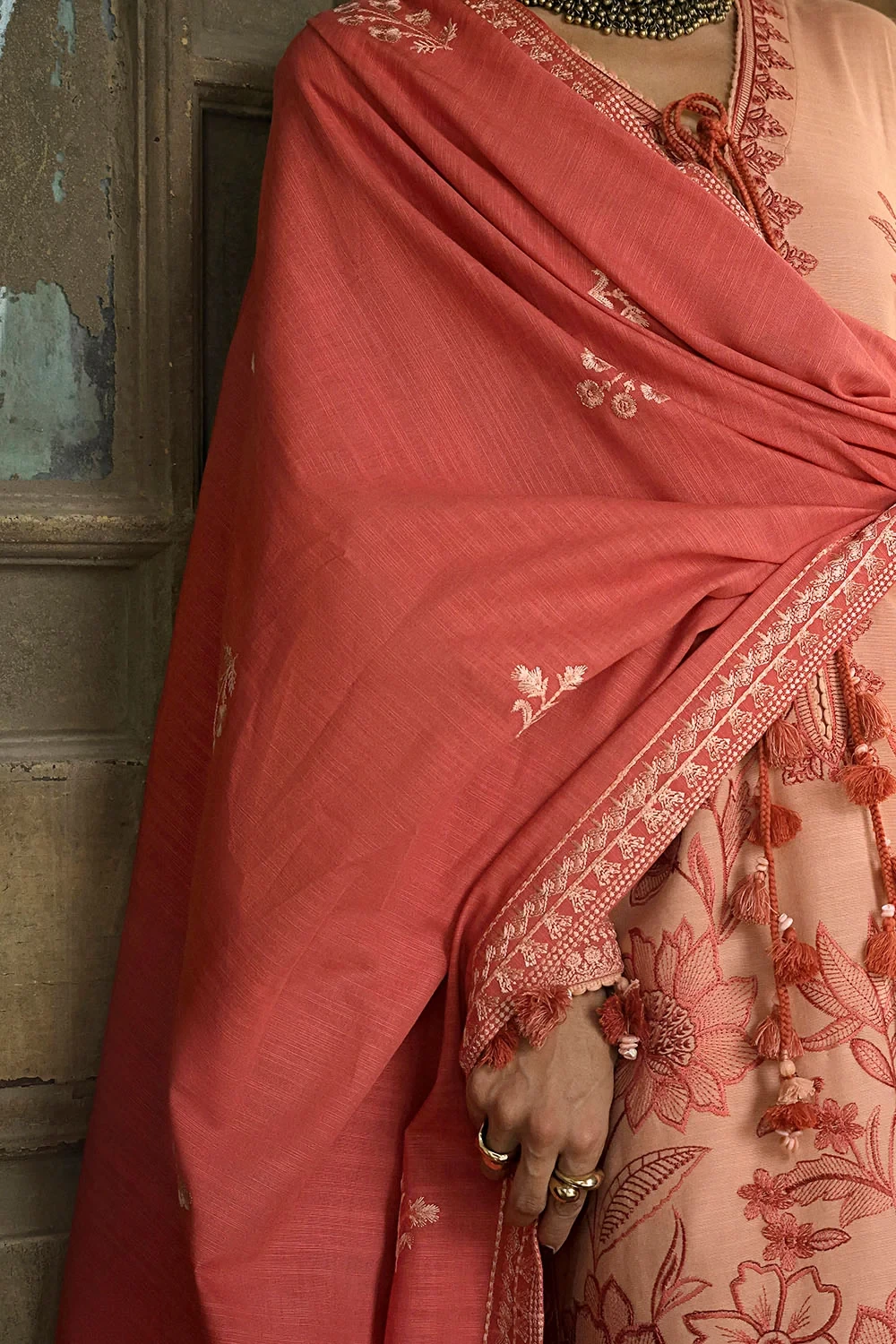 3 Piece Embroidered Khaddar Suit with Embroidered Khaddar Dupatta - W-FB-CW-26-4