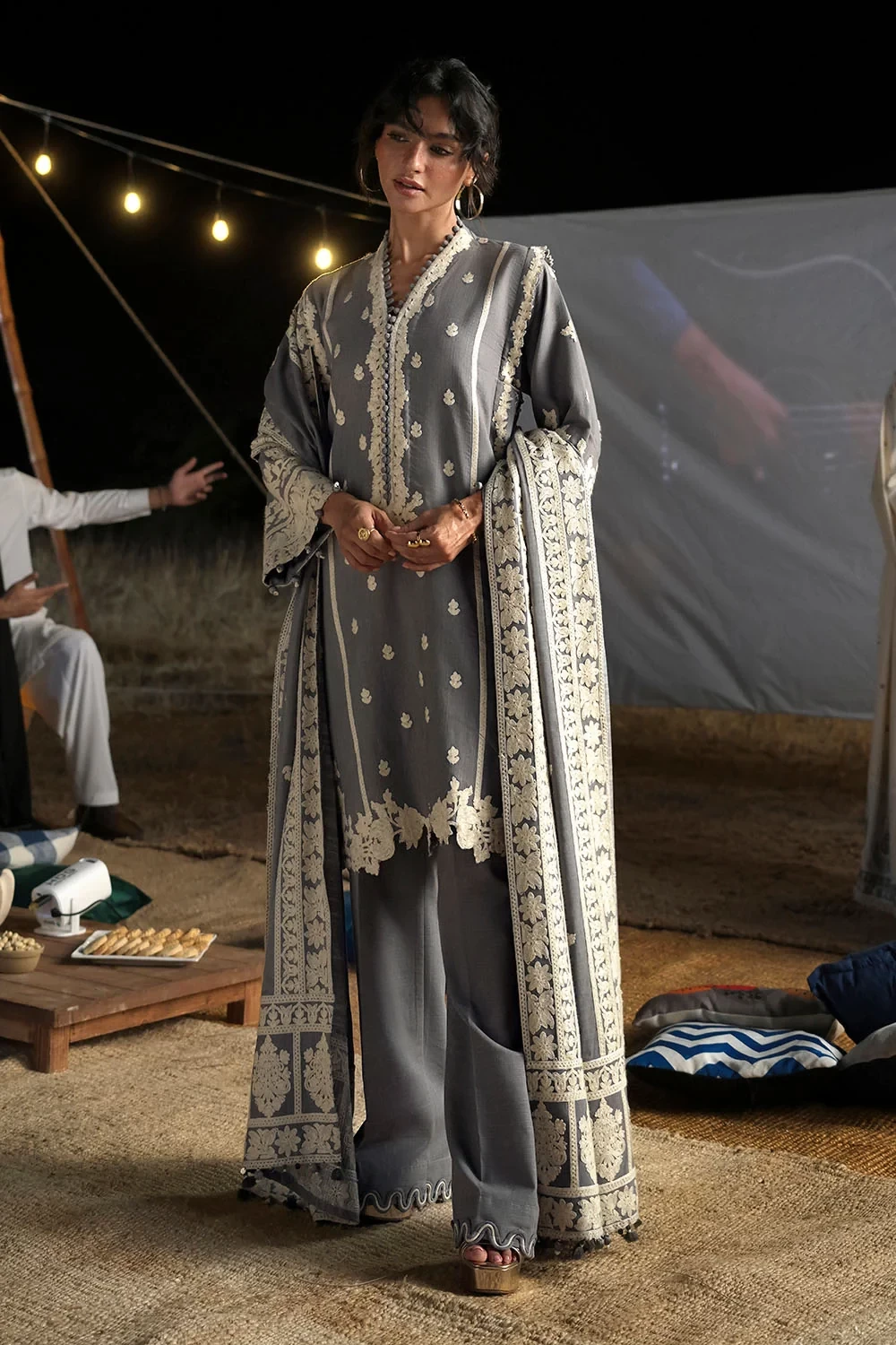3 Piece Embroidered Khaddar Suit with Embroidered Khaddar Dupatta - W-FB-CW-26-4
