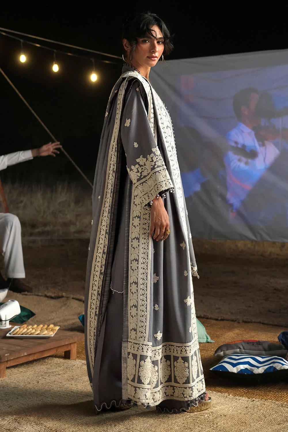 3 Piece Embroidered Khaddar Suit with Embroidered Khaddar Dupatta - W-FB-CW-26-4
