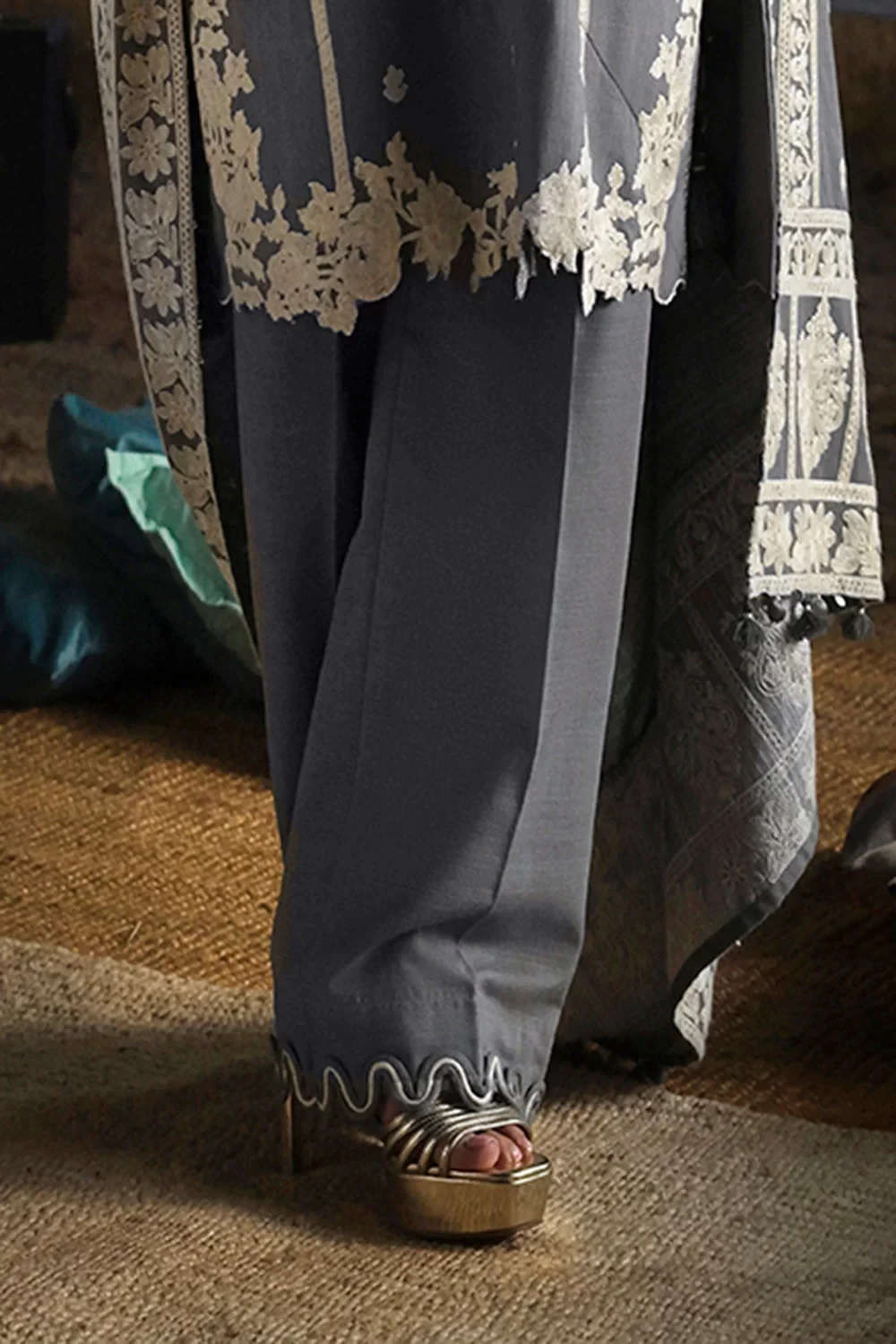 3 Piece Embroidered Khaddar Suit with Embroidered Khaddar Dupatta - W-FB-CW-26-4