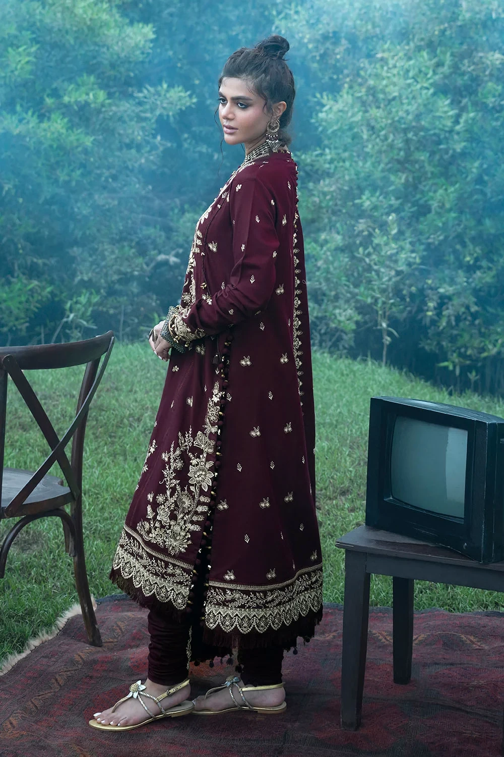 3 Piece Embroidered Pashmina Suit with Embroidered Pashmina Dupatta - W-FB-CW-26