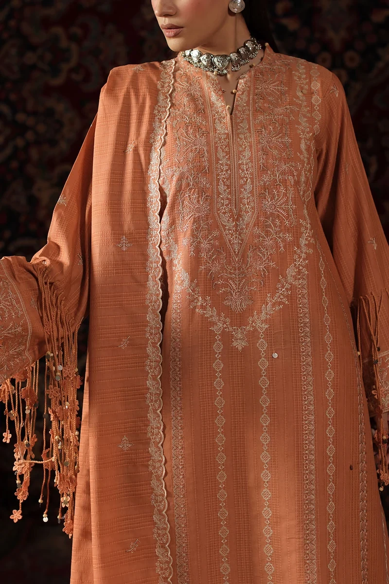 3 Piece Embroidered Kantha Stripe Suit - W-FB-WCH-26-487538