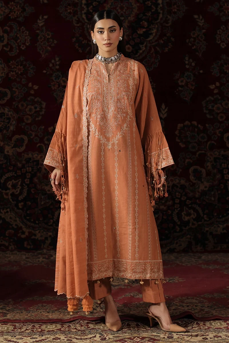 3 Piece Embroidered Kantha Stripe Suit - W-FB-WCH-26-487538