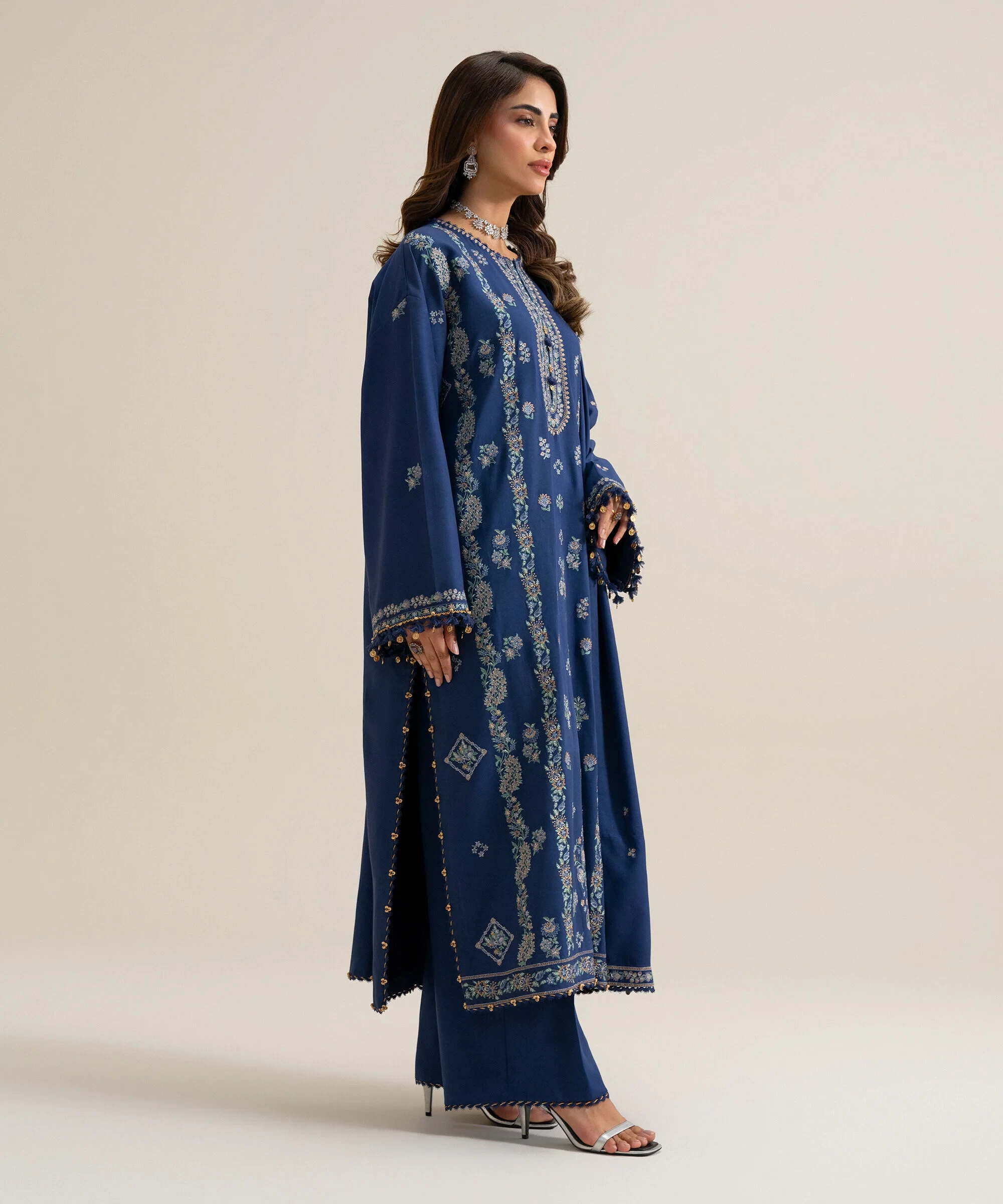3 PIECE - EMBROIDERED COTTON TWILL SUIT - U3PELX26V946