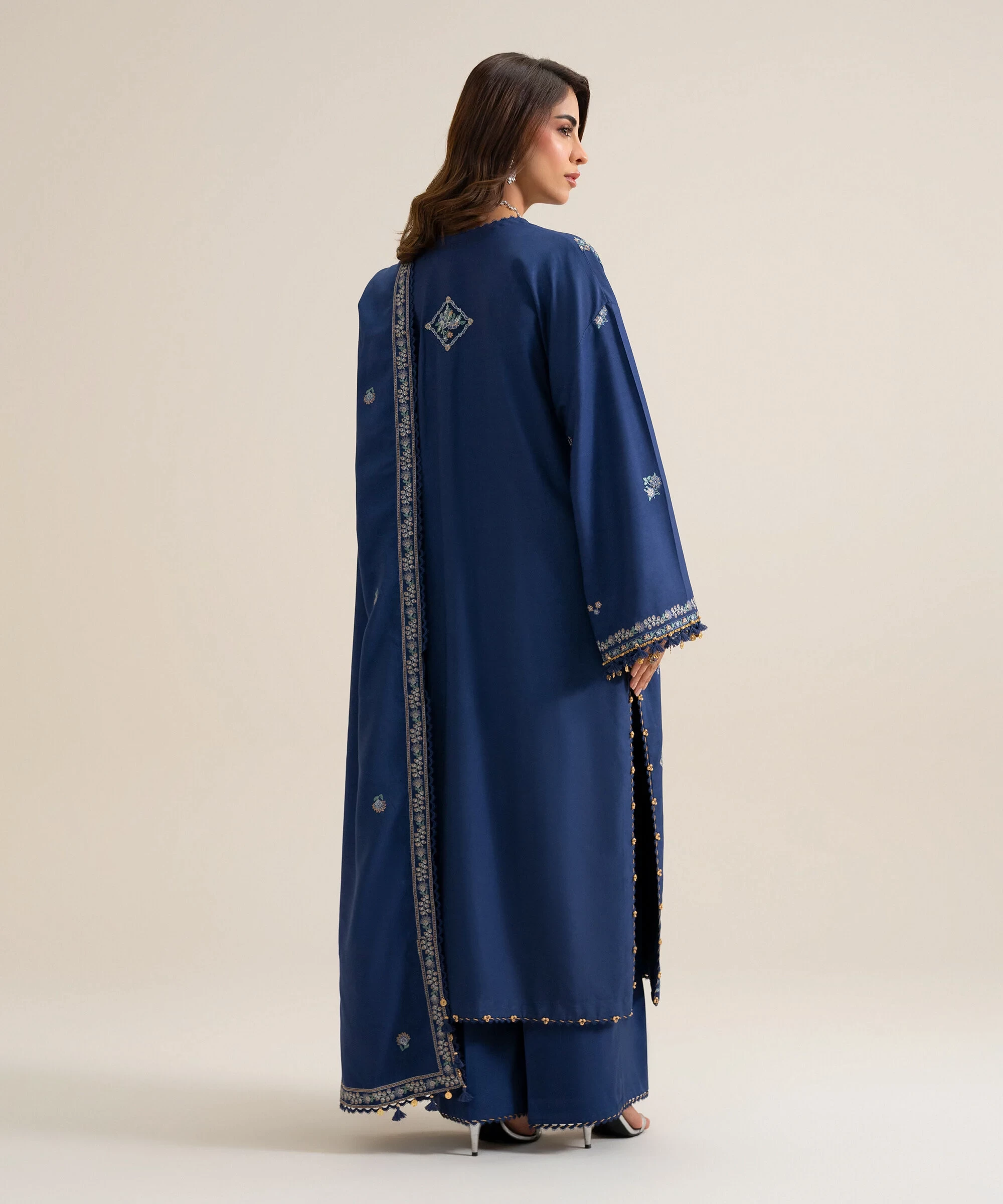 3 PIECE - EMBROIDERED COTTON TWILL SUIT - U3PELX26V946