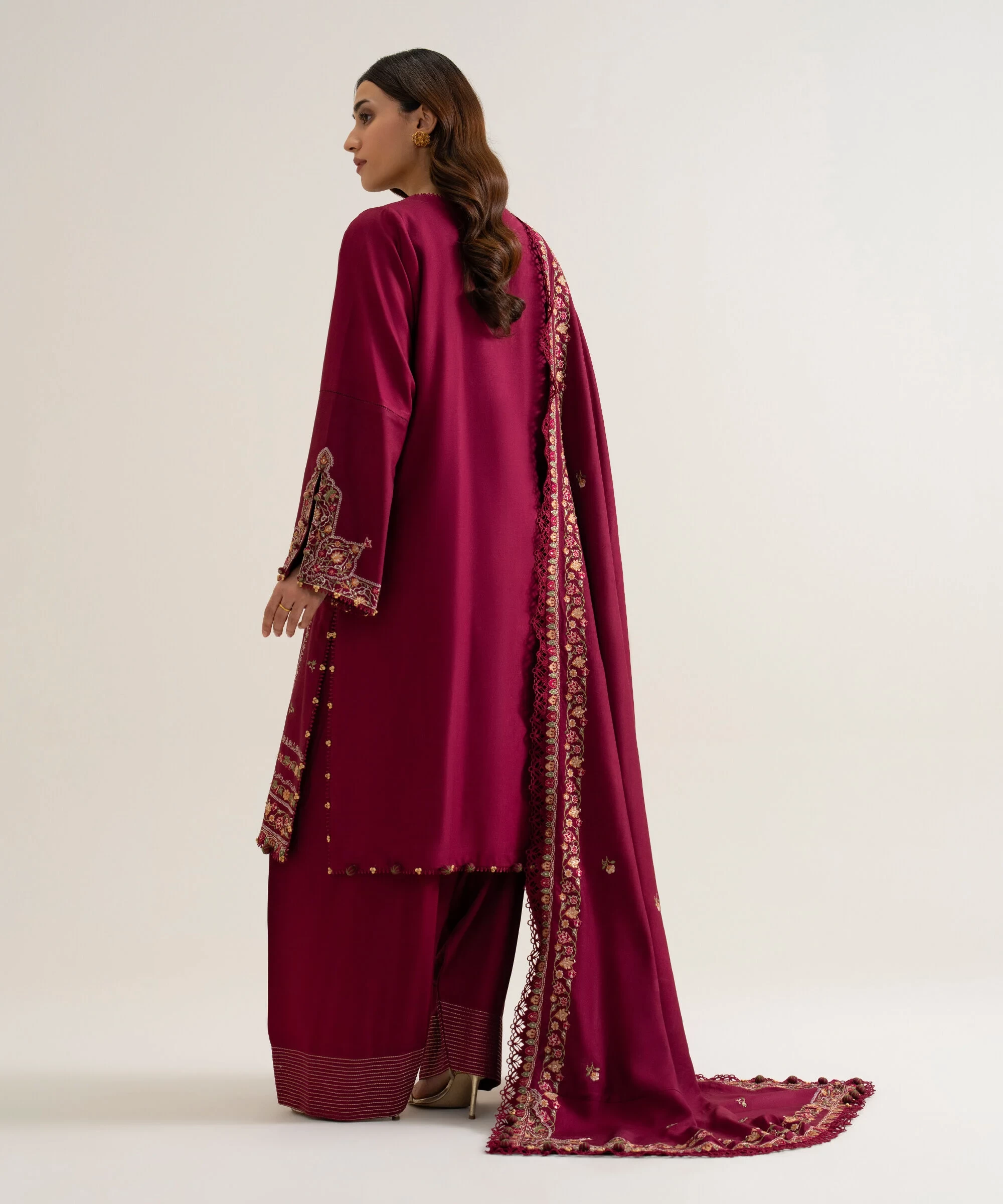 3 PIECE - EMBROIDERED COTTON TWILL SUIT - U3PELX26V941