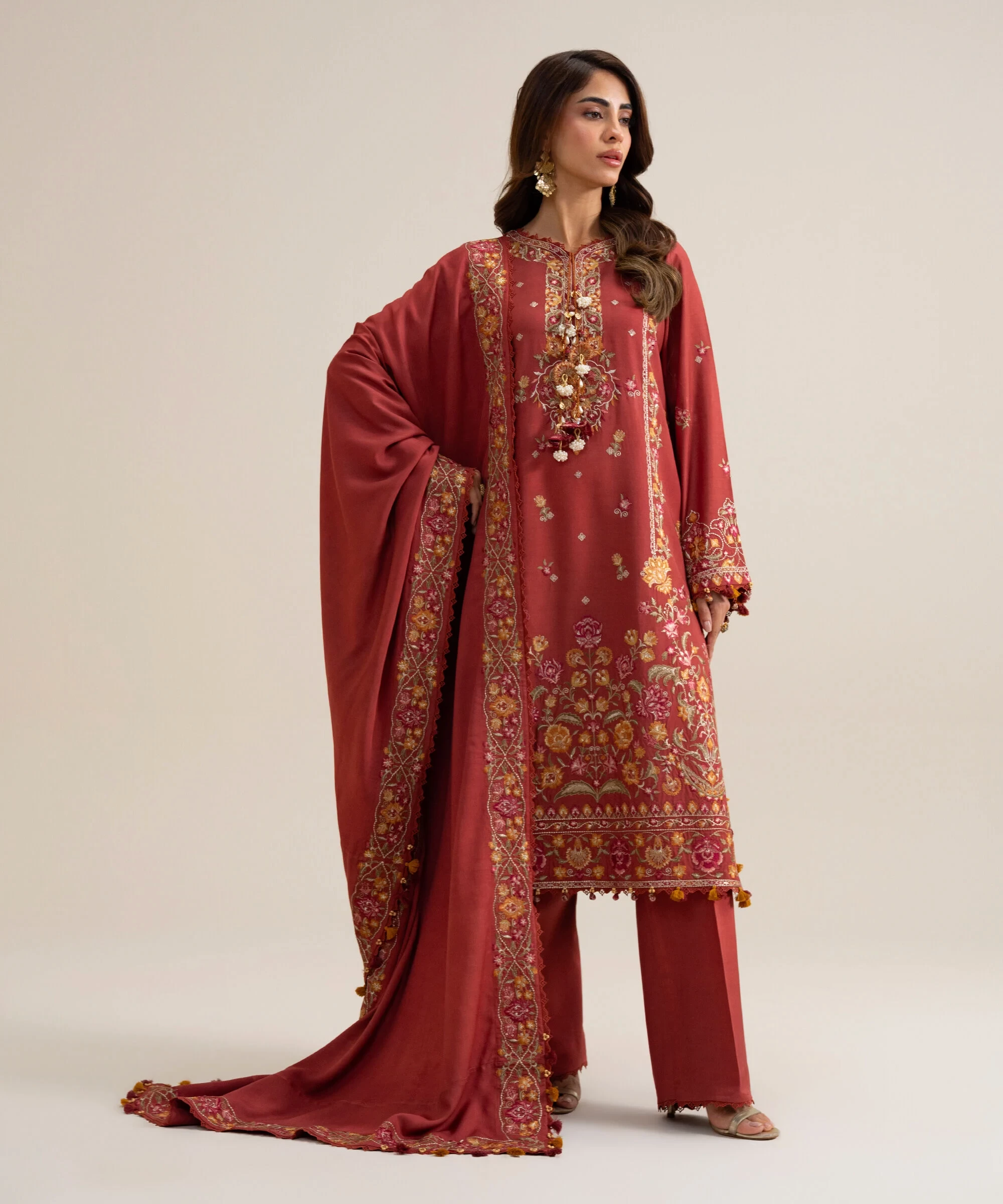 3 PIECE - EMBROIDERED COTTON TWILL SUIT - U3PELX26V942