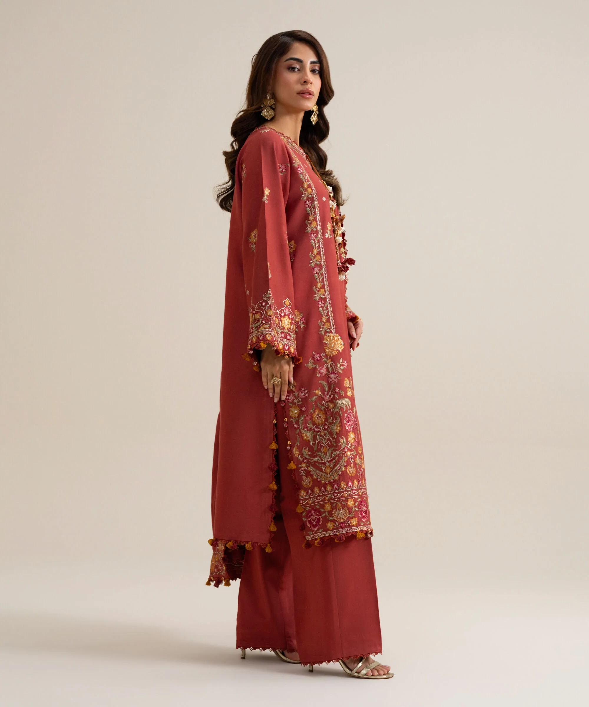 3 PIECE - EMBROIDERED COTTON TWILL SUIT - U3PELX26V942