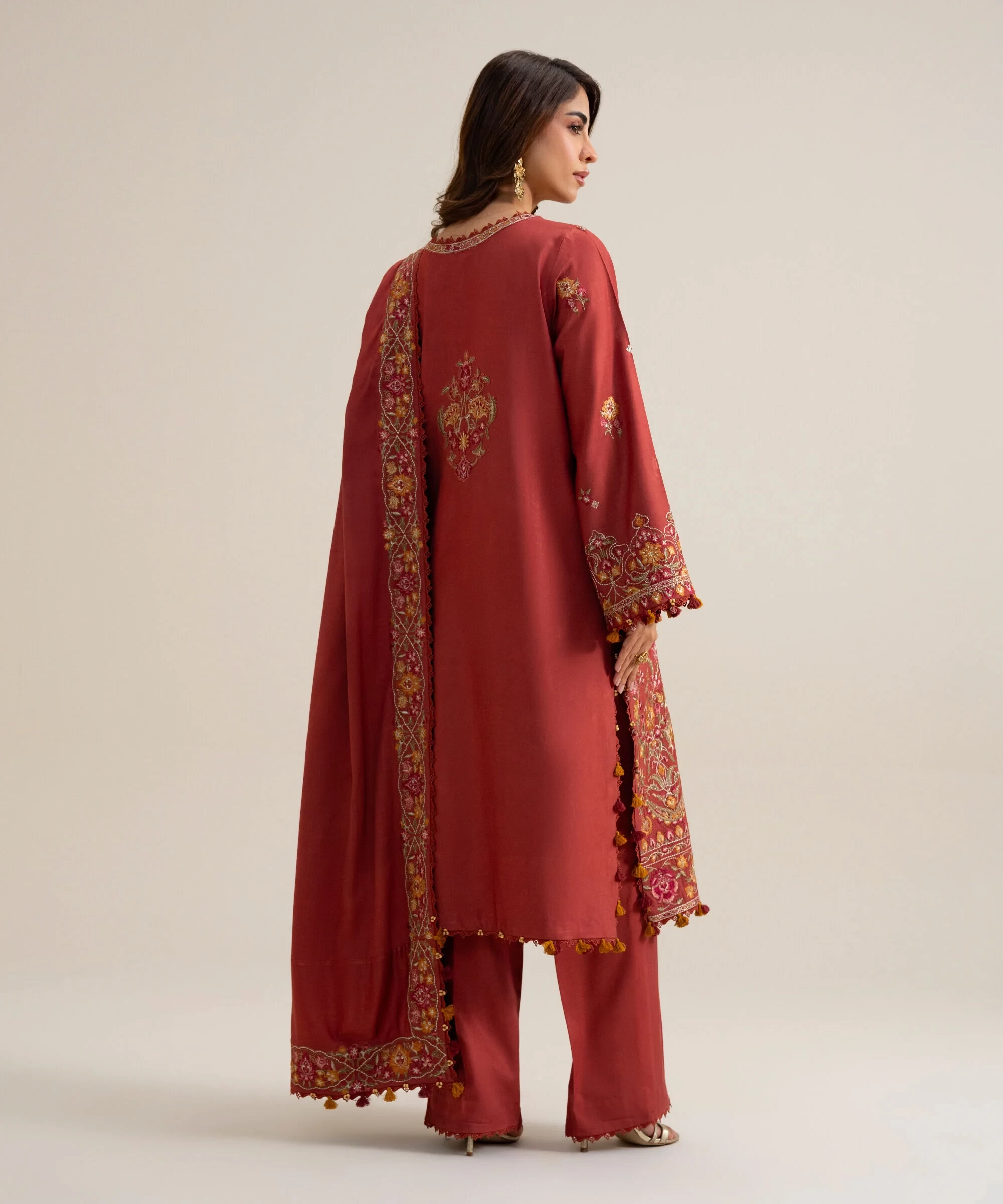 3 PIECE - EMBROIDERED COTTON TWILL SUIT - U3PELX26V942
