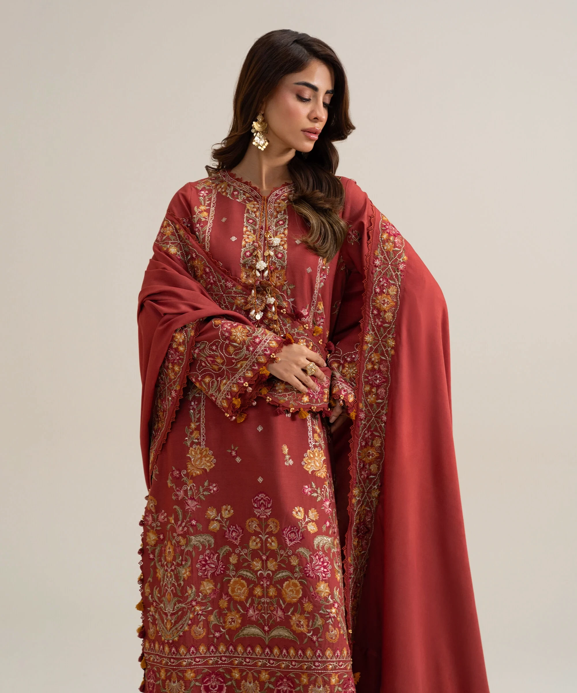 3 PIECE - EMBROIDERED COTTON TWILL SUIT - U3PELX26V942