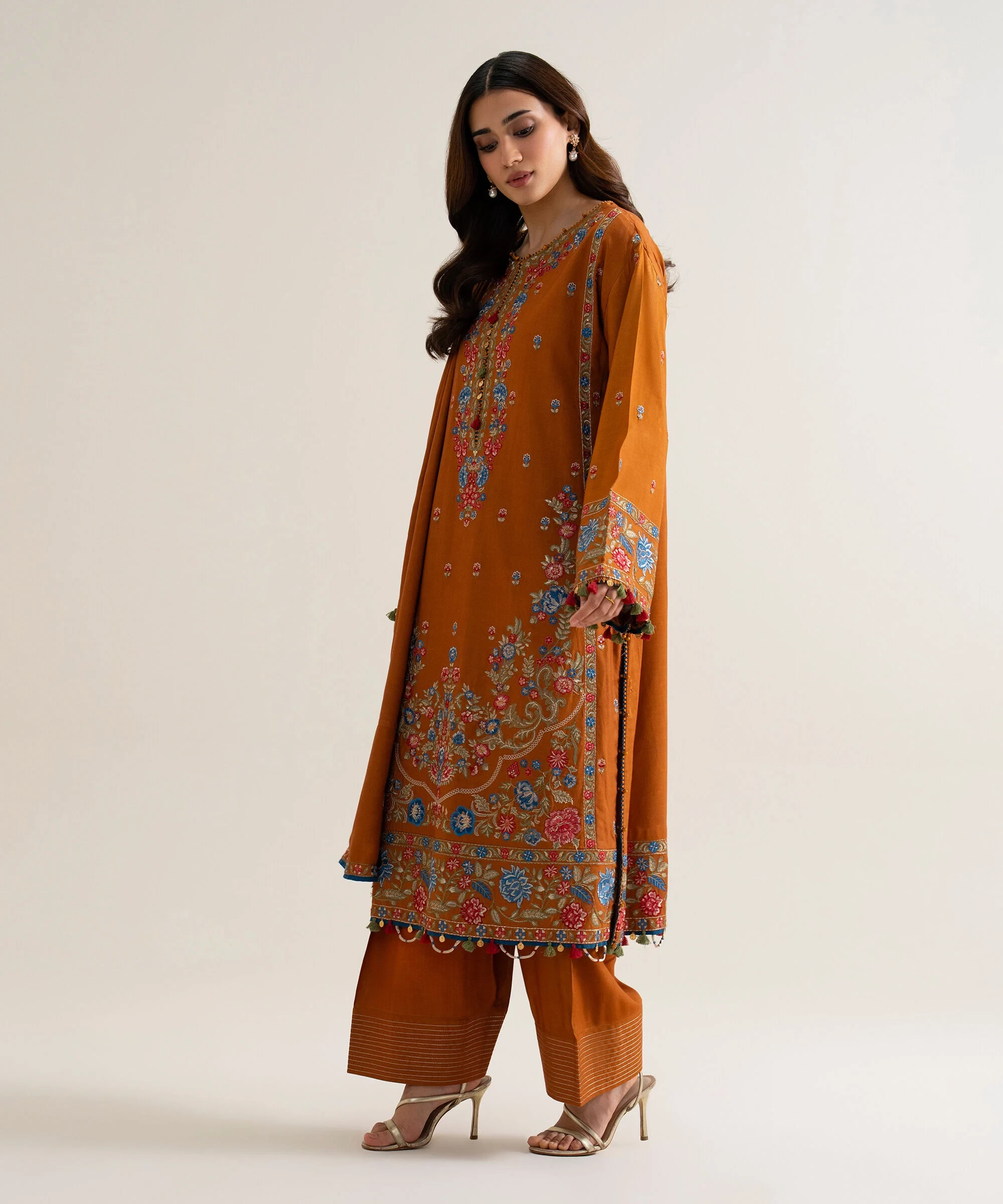 3 PIECE - EMBROIDERED COTTON TWILL SUIT - U3PELX26V943