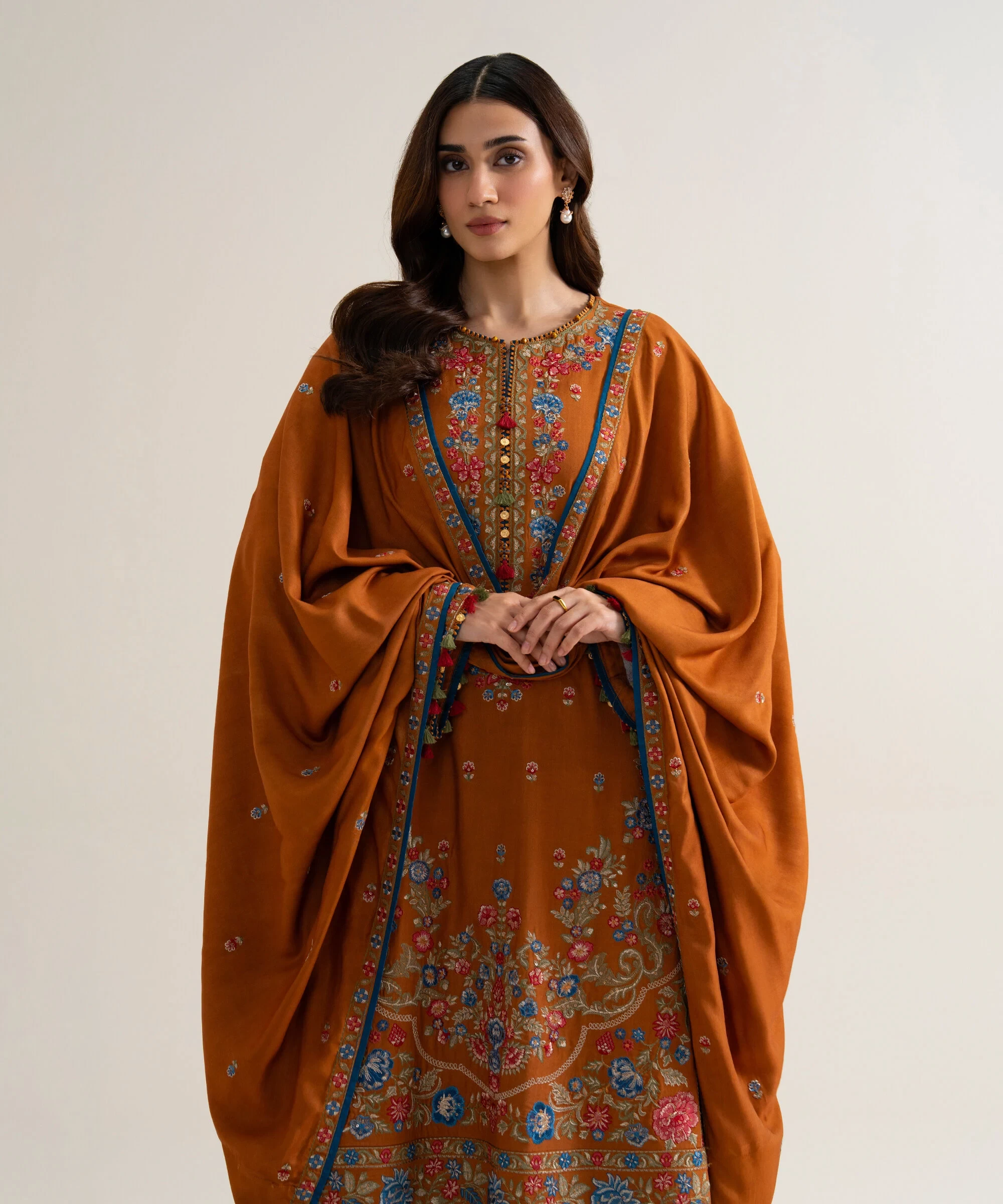 3 PIECE - EMBROIDERED COTTON TWILL SUIT - U3PELX26V943