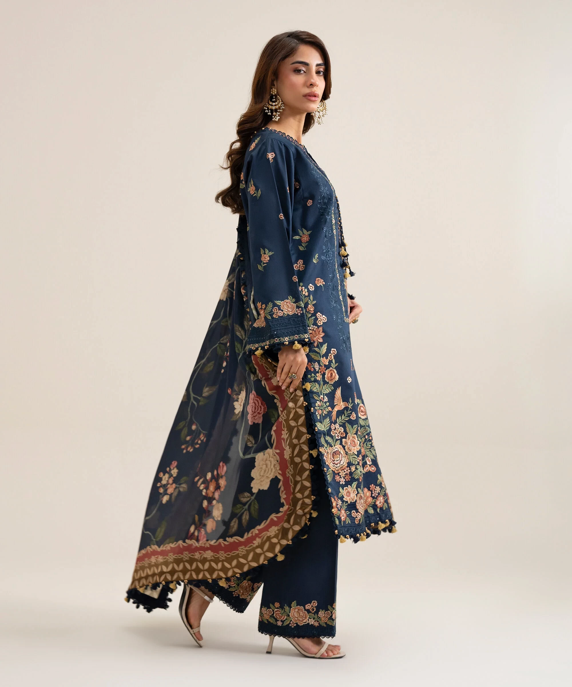 3 Piece - Embroidered Cotton Suit - U3PELX26V912