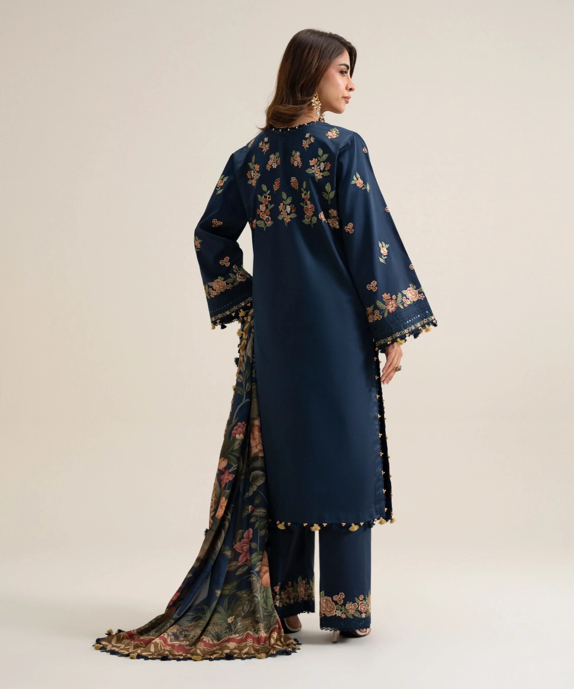 3 Piece - Embroidered Cotton Suit - U3PELX26V912