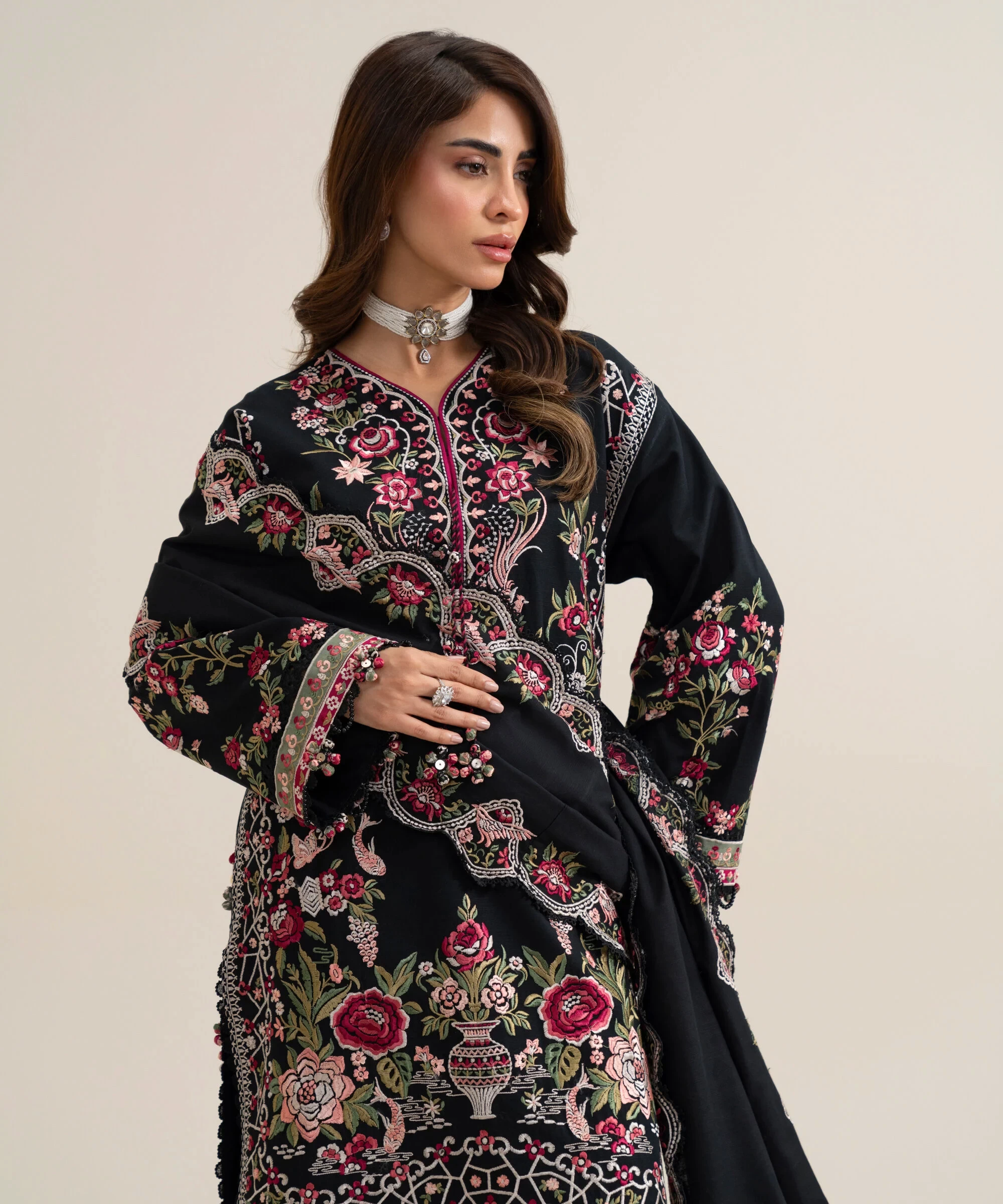 3 Piece - Embroidered Basic Khaddar Suit - U3PELX26V937