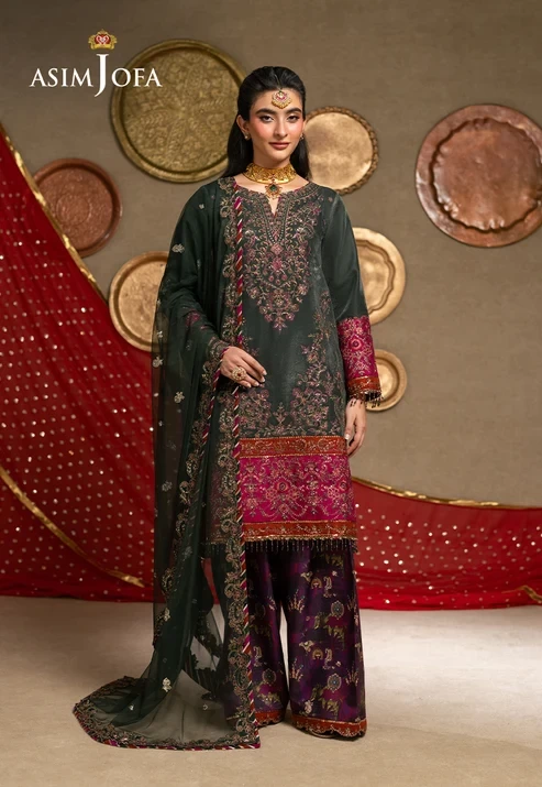 AJUMV-04 Embroidered Velvet 3 Pcs