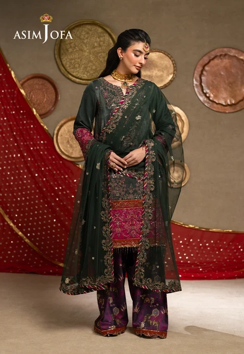 AJUMV-04 Embroidered Velvet 3 Pcs