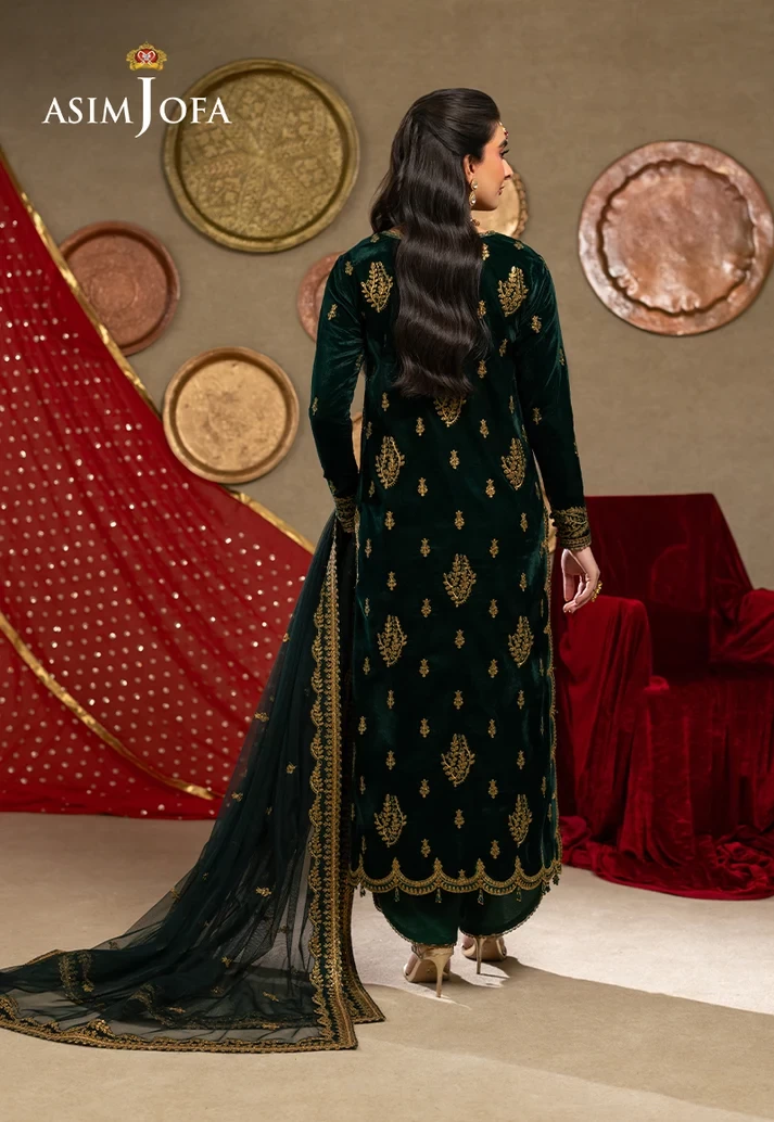 AJUMV-05 Embroidered Velvet 3 Pcs
