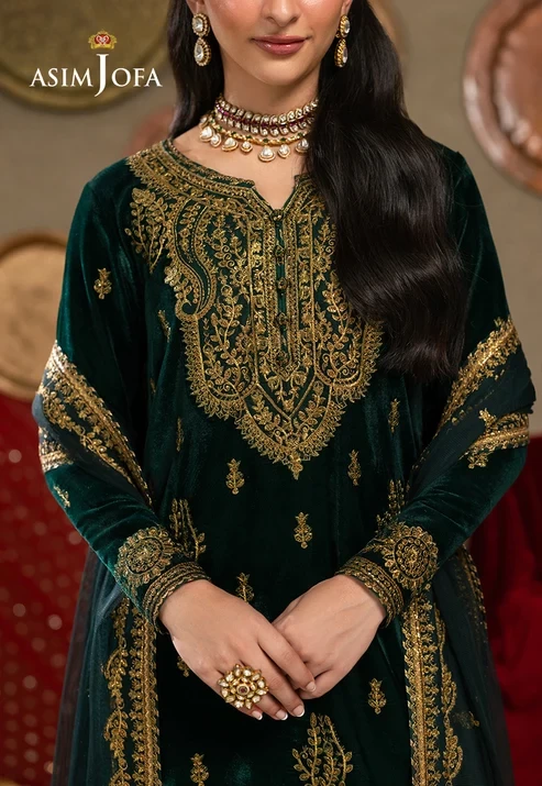 AJUMV-05 Embroidered Velvet 3 Pcs