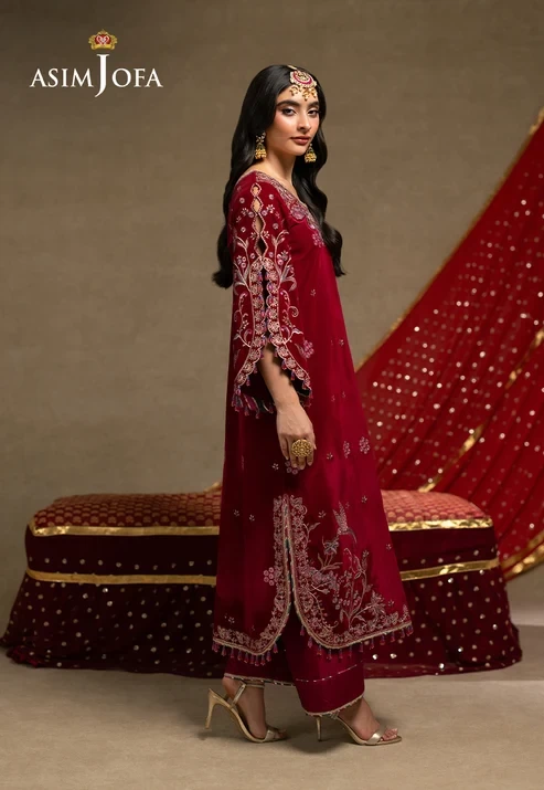 AJUMV-10 Embroidered Velvet 3 Pcs