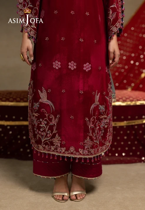 AJUMV-10 Embroidered Velvet 3 Pcs