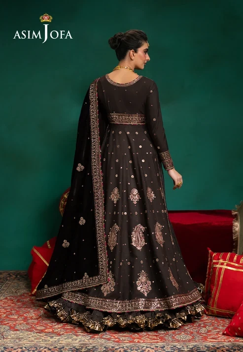 AJUMV-08 Embroidered Velvet & Malai Silk 3 Pcs