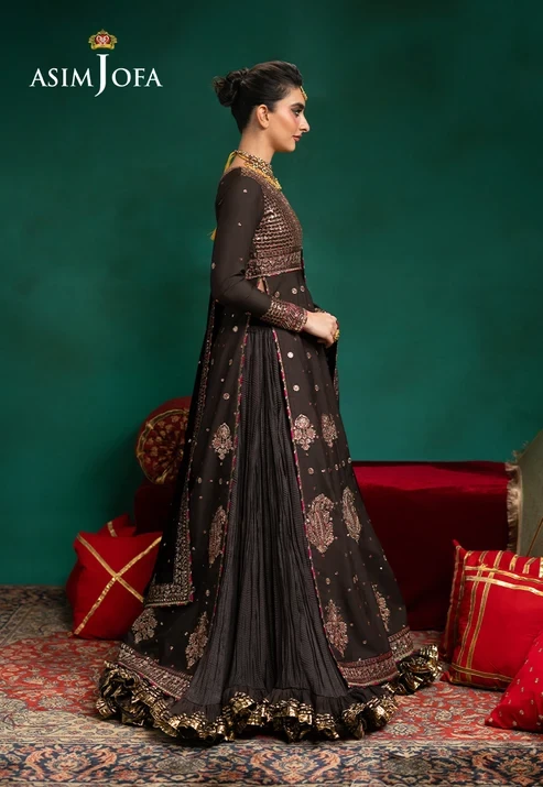 AJUMV-08 Embroidered Velvet & Malai Silk 3 Pcs