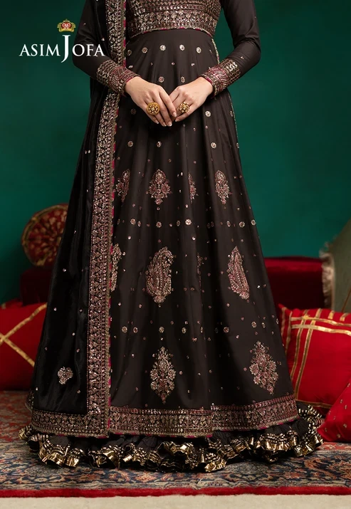 AJUMV-08 Embroidered Velvet & Malai Silk 3 Pcs