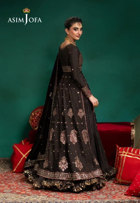 AJUMV-08 Embroidered Velvet & Malai Silk 3 Pcs