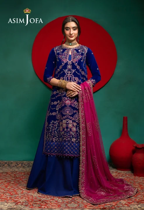 AJUMV-09 Embroidered Velvet 3 Pcs
