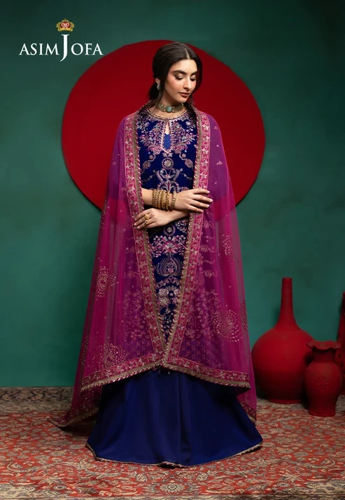 AJUMV-09 Embroidered Velvet 3 Pcs