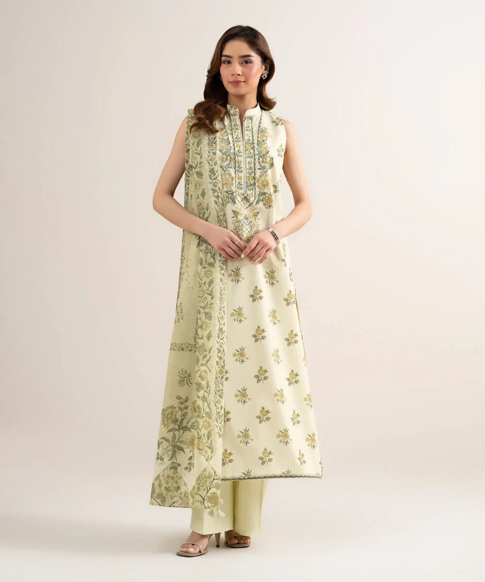 3 Piece - Embroidered Zari Lawn Suit -  2DEDYS26V648