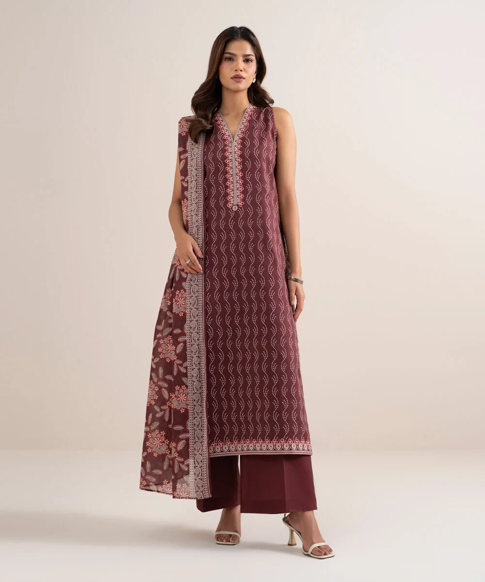 3 Piece - Printed Lawn Suit - U3PDDS26V632