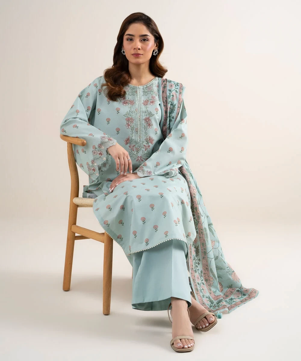 3 Piece - Embroidered Zari Lawn Suit -  2DEDYS26V647